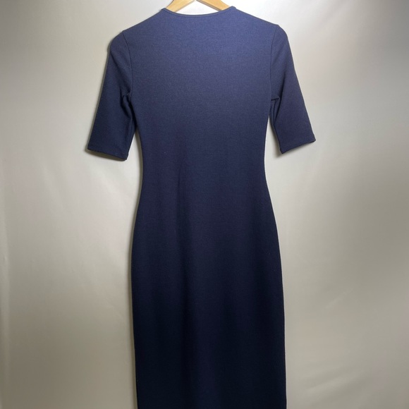 10 CROSBY DEREK LAM Navy Bodycon Midi Dress Braided - Picture 8 of 8